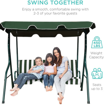 取り外し可能なクッションとコーティングされたスチールフレームを備えた3人用屋外パティオスイングチェア